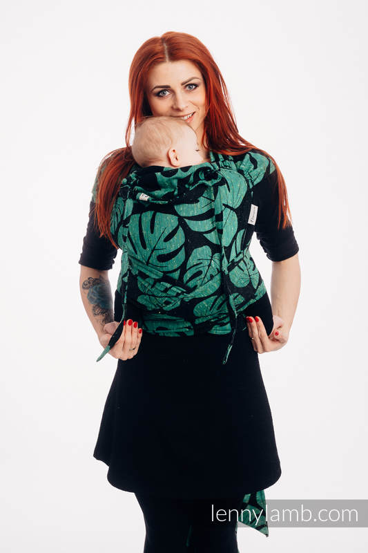 WRAP-TAI mini avec capuche, jacquard/ (78% Coton, 22% Soie) - MONSTERA - URBAN JUNGLE #babywearing