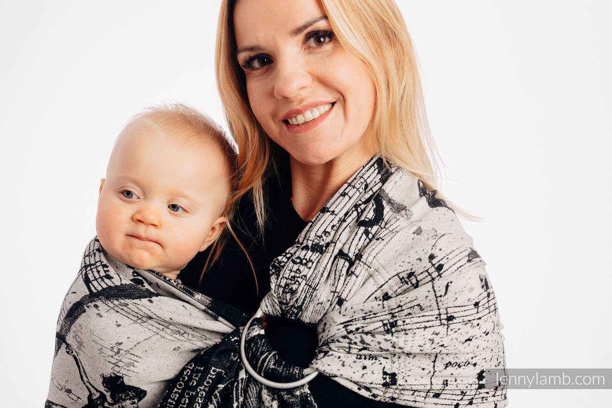 Żakardowa chusta kółkowa do noszenia dzieci, (100% bawełna), ramię bez zakładek - TAŃCZĄCE MARZENIA - standard 1.8m #babywearing