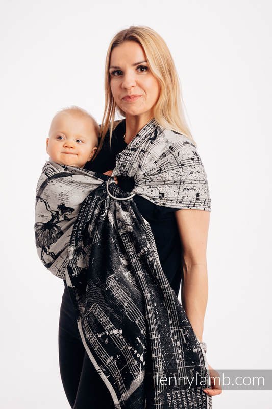 Żakardowa chusta kółkowa do noszenia dzieci, (100% bawełna), ramię bez zakładek - TAŃCZĄCE MARZENIA - standard 1.8m #babywearing