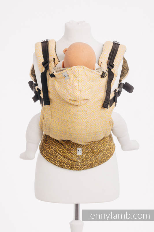 Ergonomic Carrier, Baby Size, jacquard weave 100% cotton - BIG LOVE - OMBRE YELLOW - Second Generation #babywearing