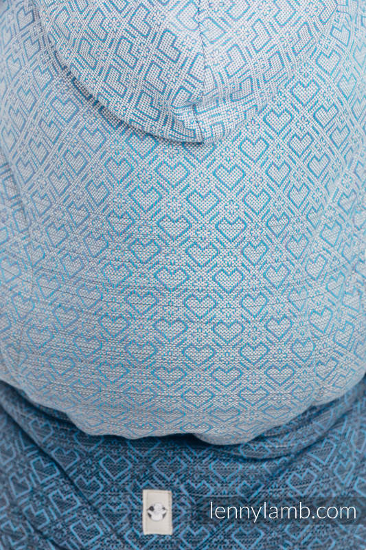 Ergonomic Carrier, Baby Size, jacquard weave 100% cotton - BIG LOVE - OMBRE LIGHT BLUE - Second Generation #babywearing
