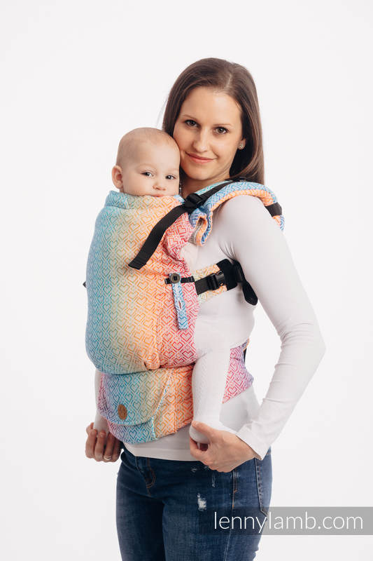 Nosidełko LennyUpGrade z tkaniny żakardowej 100% bawełna , rozmiar standard - BIG LOVE TĘCZA #babywearing