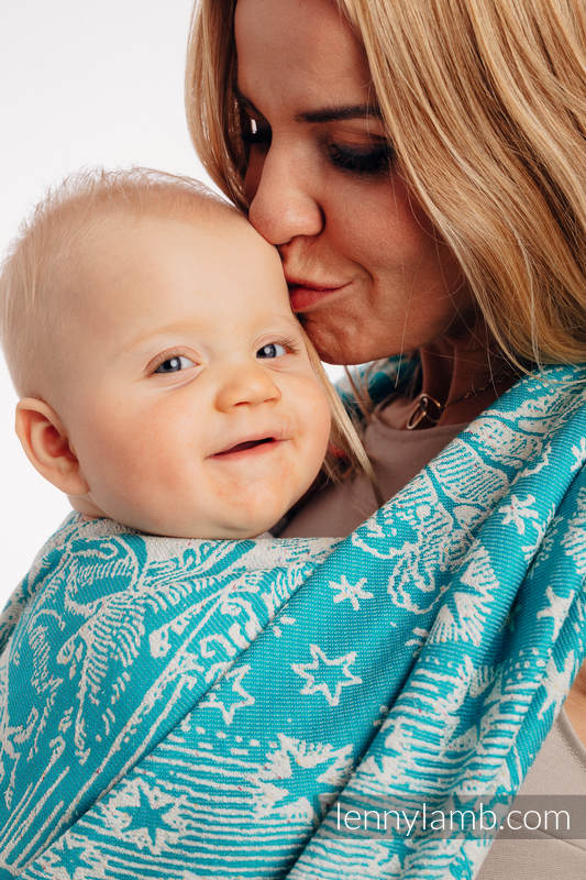 Baby Wrap, Jacquard Weave 64% cotton, 36% silk - HORIZON'S VERGE - ATLANTIS - size S #babywearing