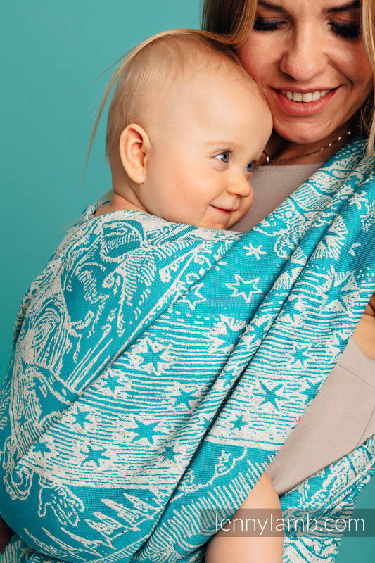 Baby Wrap, Jacquard Weave 64% cotton, 36% silk - HORIZON'S VERGE - ATLANTIS - size XS #babywearing