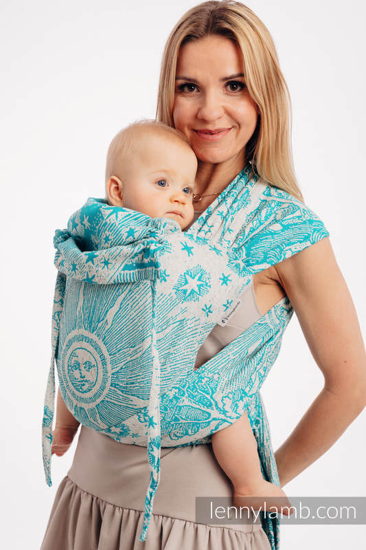 WRAP-TAI mini avec capuche, jacquard/ (64% Coton, 36% Soie) - HORIZON'S VERGE - ATLANTIS  #babywearing