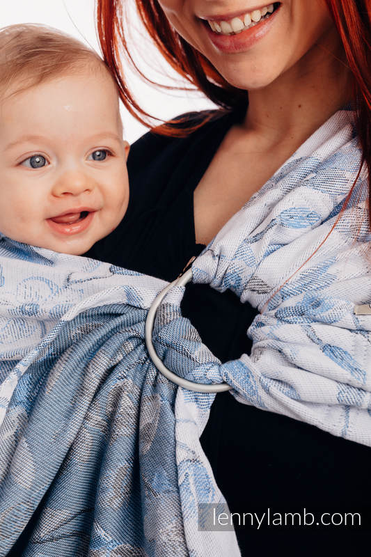 Sling, jacquard (100 % coton) - avec épaule sans plis - MAGNOLIA BLUE OPAL - long 2.1m #babywearing