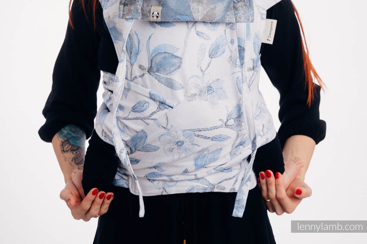 WRAP-TAI mini avec capuche, jacquard/ 100 % coton - MAGNOLIA BLUE OPAL #babywearing