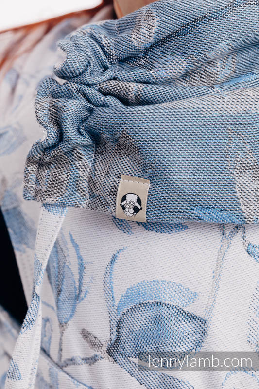 Nosidełko dla dzieci WRAP-TAI MINI, bawełna, splot żakardowy, z kapturkiem - MAGNOLIA BLUE OPAL #babywearing