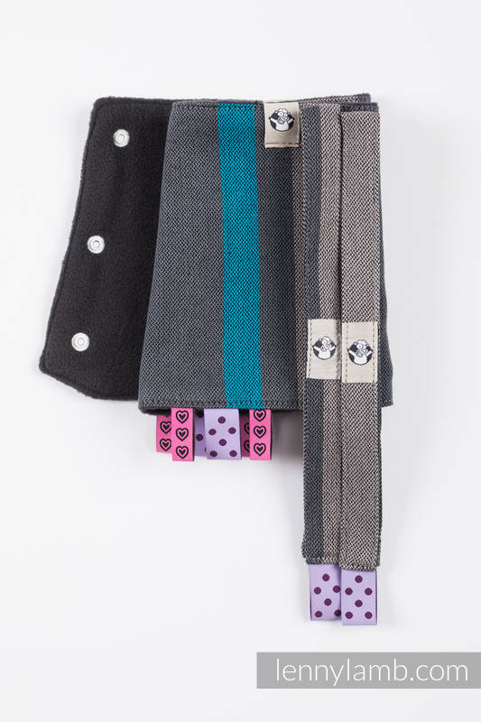 Drool Pads & Reach Straps Set, (60% cotton, 40% polyester) - SMOKY - IRIS  #babywearing