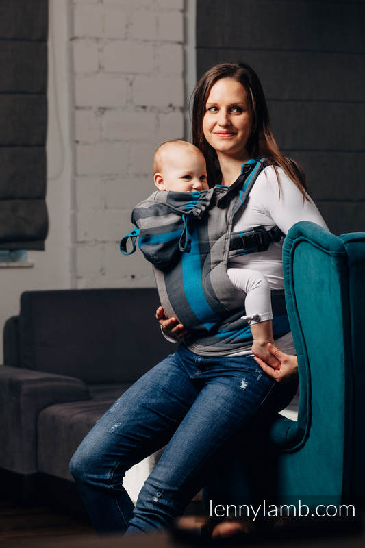 Nosidełko Ergonomiczne LennyGo z tkaniny skośnokrzyżowej 100% bawełna , rozmiar Baby - SMOKY - IRYS  #babywearing