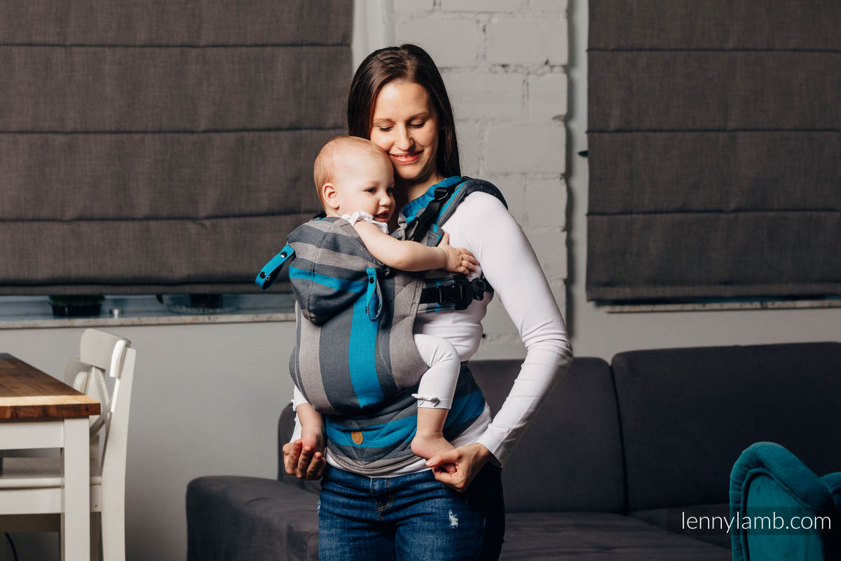 LennyGo Mochila ergonómica, talla bebé, sarga cruzada 100% algodón - SMOKY - IRIS  #babywearing