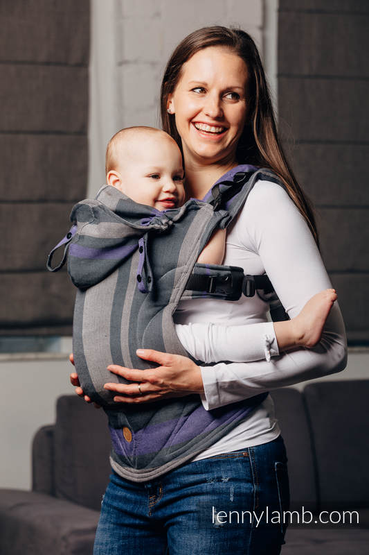 LennyGo Porte-bébé ergonomique, taille bébé, sergé brisé 100 % coton,  SMOKY - LILAC  #babywearing