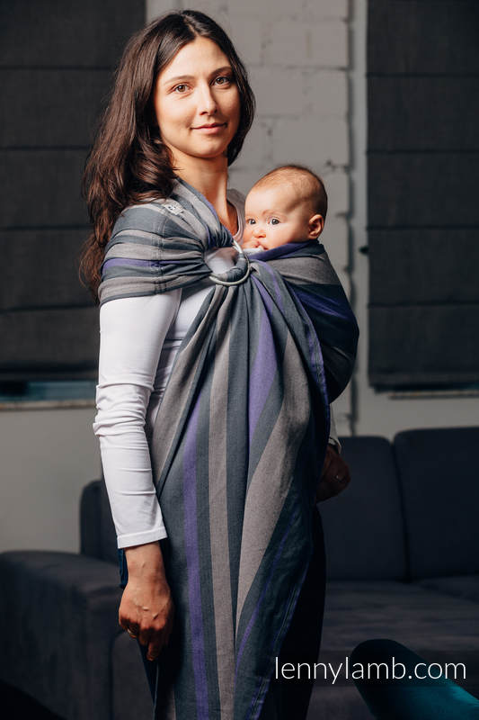 Ringsling, Broken twill Weave (100% cotton), with gathered shoulder - SMOKY - LILAC - standard 1.8m (grade B) #babywearing