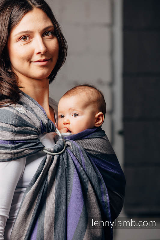 Ringsling, Broken twill Weave (100% cotton), with gathered shoulder - SMOKY - LILAC - standard 1.8m #babywearing