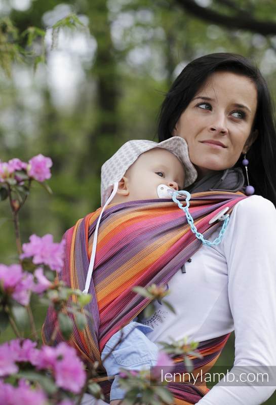 Tragetuch, Kreuzköper-Bindung (40% Bambus, 60% Baumwolle) - SUNSET RAINBOW - Größe XL #babywearing