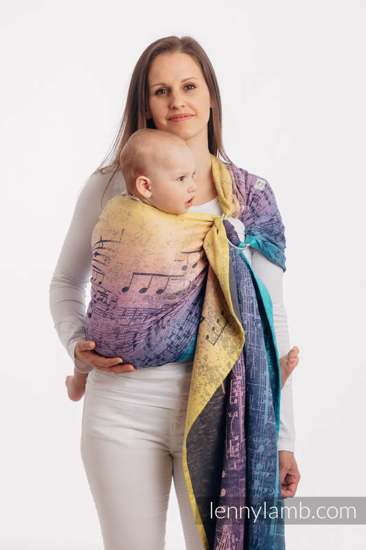 Żakardowa chusta kółkowa do noszenia dzieci, 100% bawełna - SYMFONIA  - RAJSKI WSCHÓD SŁOŃCA - standard 1.8m #babywearing