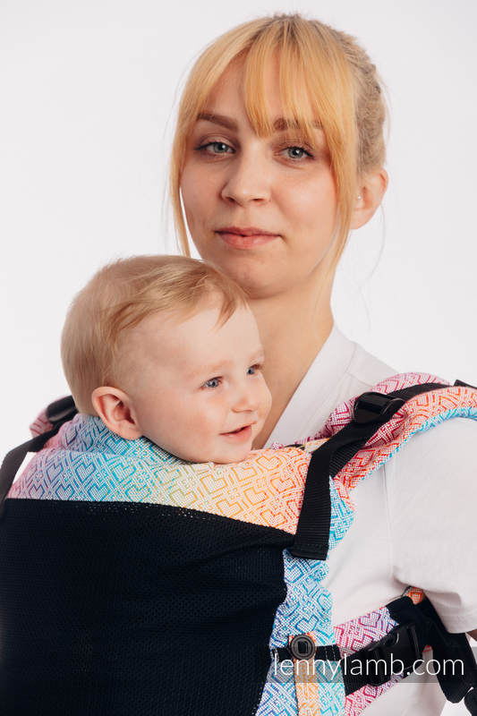 Porte-bébé en maille LennyUpGrade, taille standard, jacquard (75% coton, 25% polyester) - BIG LOVE RAINBOW #babywearing