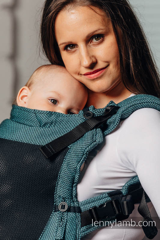 Porte-bébé en maille LennyUpGrade, taille standard, tissage herringbone (75% coton, 25% polyester) - BASIC LINE AMAZONITE #babywearing