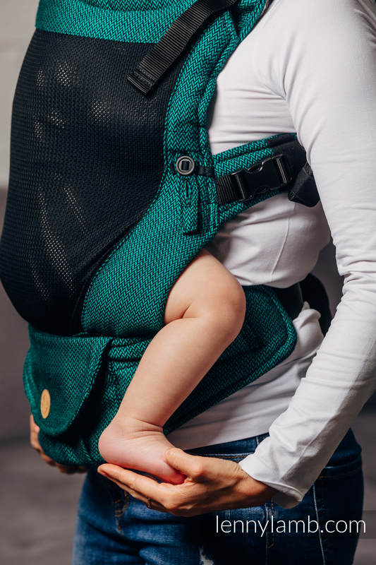 My First Baby Carrier - LennyUpGrade with Mesh, Standard Size, herringbone weave (75% cotton, 25% polyester) - EMERALD (grade B) #babywearing
