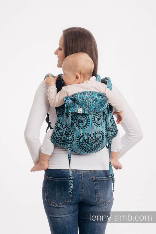 Lenny Buckle Onbuhimo baby carrier, standard size, jacquard weave (100% cotton) - FOLK HEARTS - MIDSUMMER NIGHT #babywearing