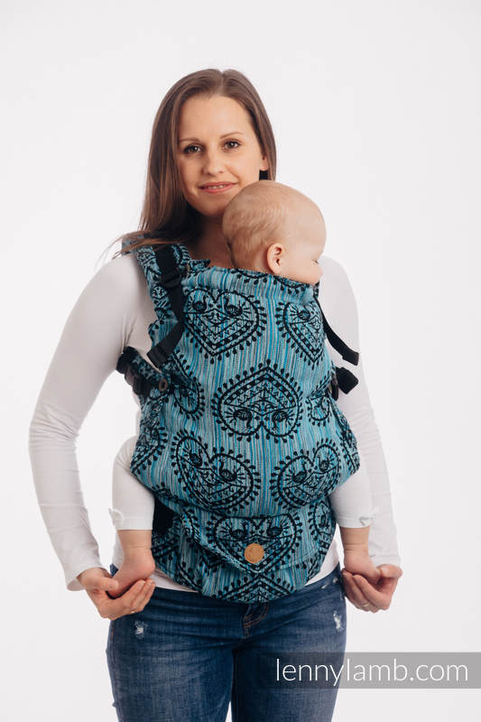 Nosidełko LennyUpGrade  z tkaniny żakardowej 100% bawełna , rozmiar standard - FOLKOWE SERCA - NOC ŚWIĘTOJAŃSKA #babywearing