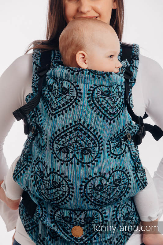 Nosidełko LennyUpGrade  z tkaniny żakardowej 100% bawełna , rozmiar standard - FOLKOWE SERCA - NOC ŚWIĘTOJAŃSKA #babywearing