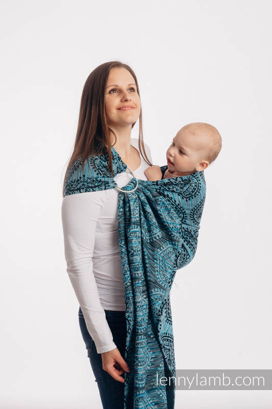 Żakardowa chusta kółkowa do noszenia dzieci, (100% bawełna), ramię bez zakładek - FOLKOWE SERCA - NOC ŚWIĘTOJAŃSKA - long 2.1m #babywearing