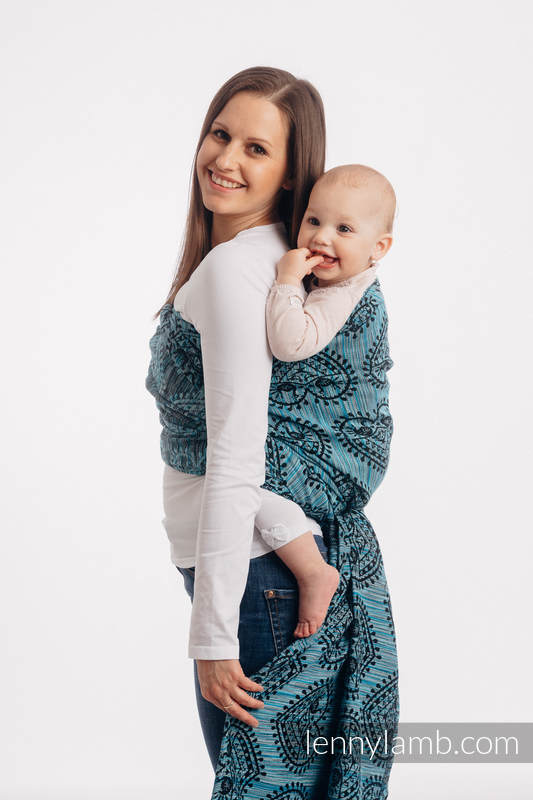 Baby Wrap, Jacquard Weave (100% cotton) - FOLK HEARTS - MIDSUMMER NIGHT - size XL #babywearing