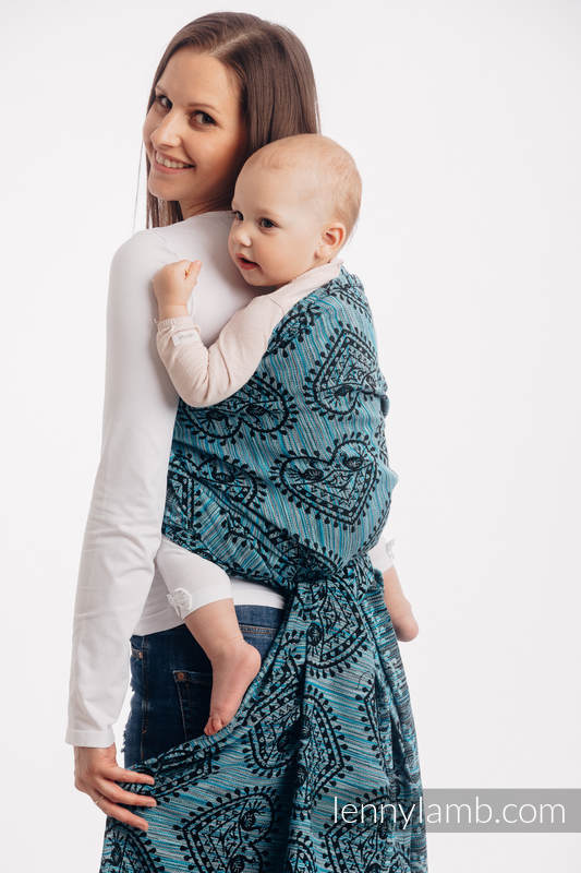 Baby Wrap, Jacquard Weave (100% cotton) - FOLK HEARTS - MIDSUMMER NIGHT - size XS #babywearing