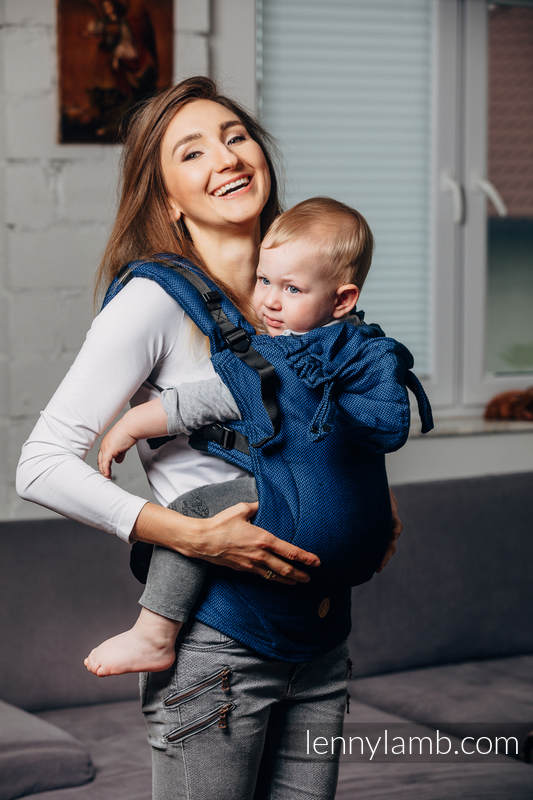 LennyGo Porte-bébé ergonomique de la gamme de base - COBALT, taille toddler, tissage herringbone, 100% coton #babywearing