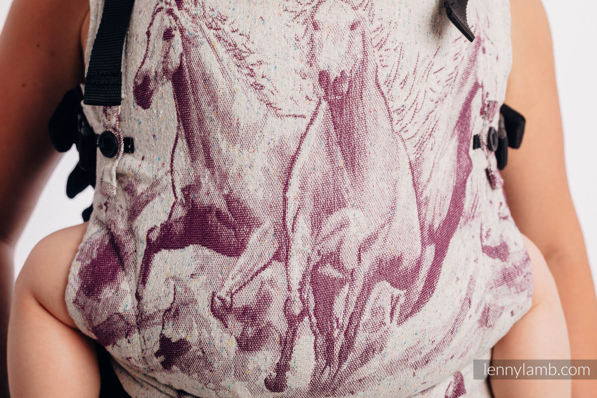 Mochila LennyUpGrade, talla estándar, tejido jaquard (78% algodón, 22% seda) - GALLOP - RACE #babywearing