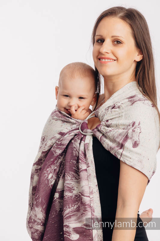 Żakardowa chusta kółkowa do noszenia dzieci, 78% Bawełna 22% Jedwab - GALOP - WYŚCIG - standard 1.8m #babywearing