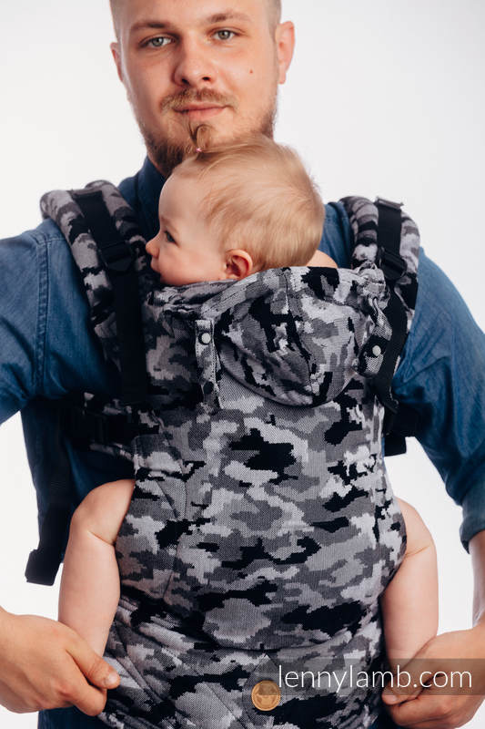 LennyGo Ergonomic Carrier, Toddler Size, jacquard weave 100% cotton - GREY CAMO #babywearing
