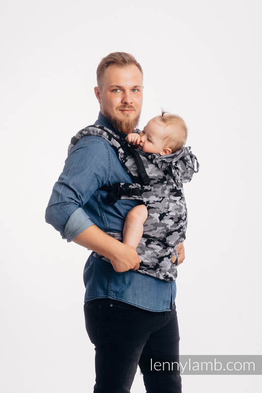 LennyGo Mochila ergonómica, talla bebé, jacquard 100% algodón - GRIS CAMO #babywearing