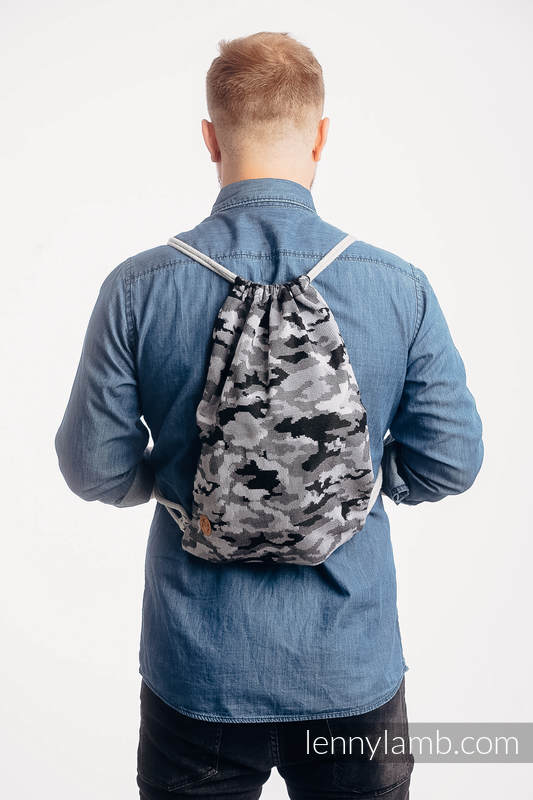 Sackpack made of wrap fabric (100% cotton) - GREY CAMO - standard size 32cmx43cm #babywearing