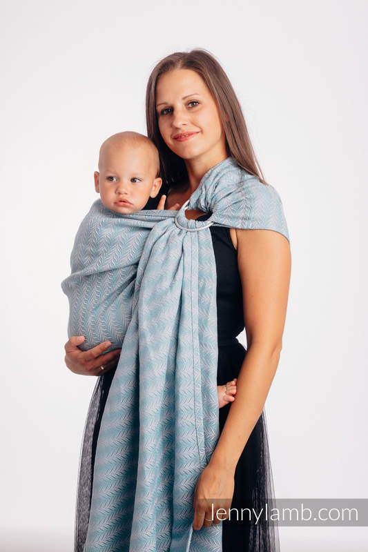Żakardowa chusta kółkowa do noszenia dzieci, 75% bawełna, 25% len, ramię bez zakładek - YUCCA - SWING - long 2.1m #babywearing