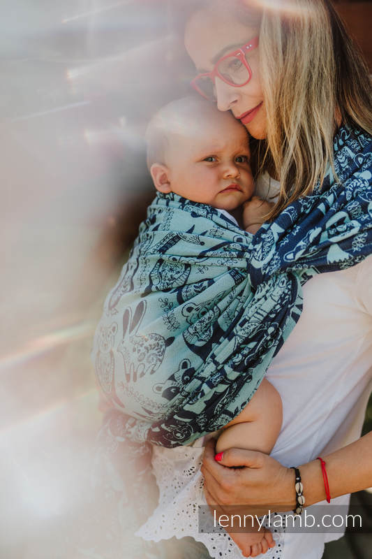 Żakardowa chusta do noszenia dzieci, 100% bawełna - PLAC ZABAW - NIEBIESKI - rozmiar S #babywearing