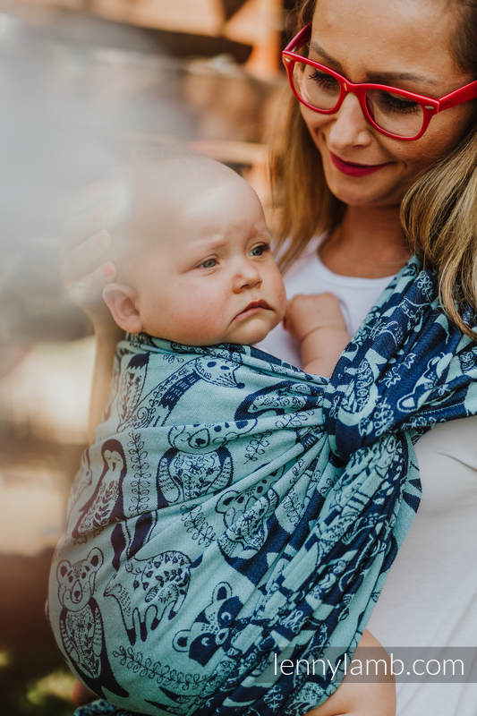 Baby Wrap, Jacquard Weave (100% cotton) - PLAYGROUND - BLUE - size S #babywearing