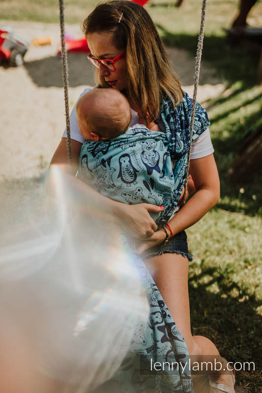 Żakardowa chusta do noszenia dzieci, 100% bawełna - PLAC ZABAW - NIEBIESKI - rozmiar XL #babywearing