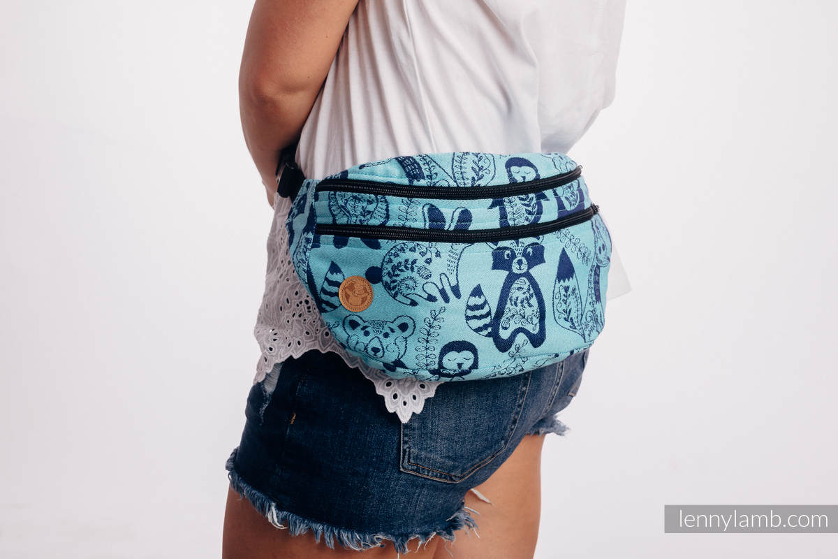 Waist Bag made of woven fabric, size large (100% cotton) - PLAYGROUND - BLUE  #babywearing