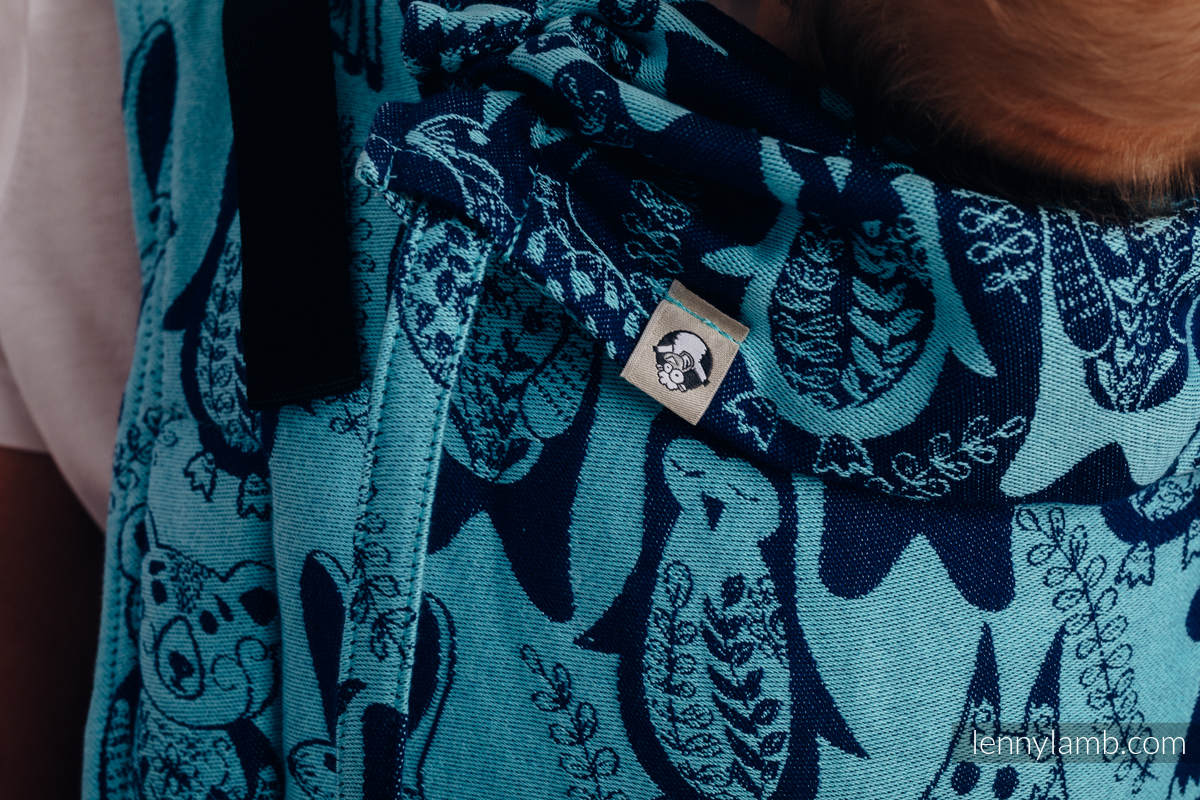Nosidło Klamrowe ONBUHIMO z tkaniny żakardowej (100% bawełna), rozmiar Toddler - PLAC ZABAW - NIEBIESKI  #babywearing