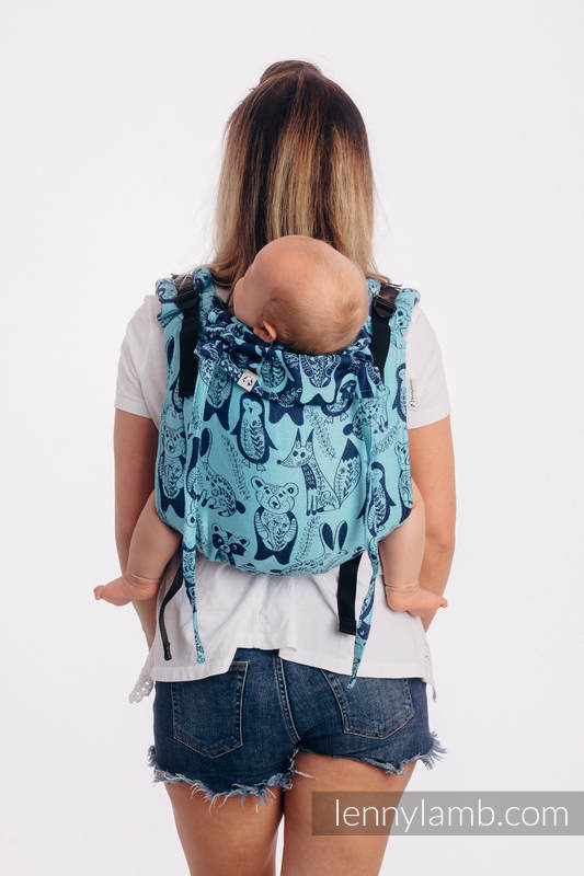 Lenny Buckle Onbuhimo baby carrier, standard size, jacquard weave (100% cotton) - PLAYGROUND - BLUE  #babywearing