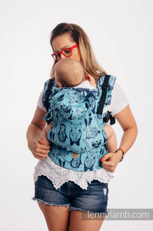 Nosidełko Ergonomiczne LennyGo z tkaniny żakardowej 100% bawełna , rozmiar Baby - PLAC ZABAW - NIEBIESKI  #babywearing