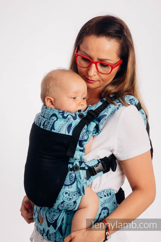 Porte-bébé en maille LennyUpGrade, taille standard, jacquard (75% coton, 25% polyester) - PLAYGROUND - BLUE  #babywearing