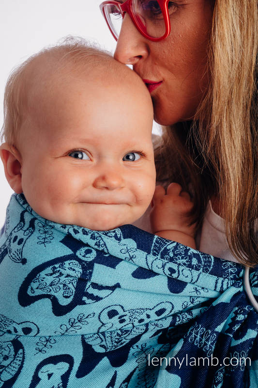 Sling, jacquard (100 % coton) - avec épaule sans plis - PLAYGROUND - BLUE  - standard 1.8m #babywearing