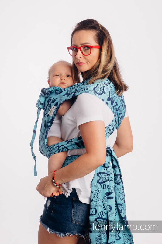 WRAP-TAI Tragehilfe Mini mit Kapuze/ Jacquardwebung / 100% Baumwolle / PLAYGROUND - BLUE  #babywearing