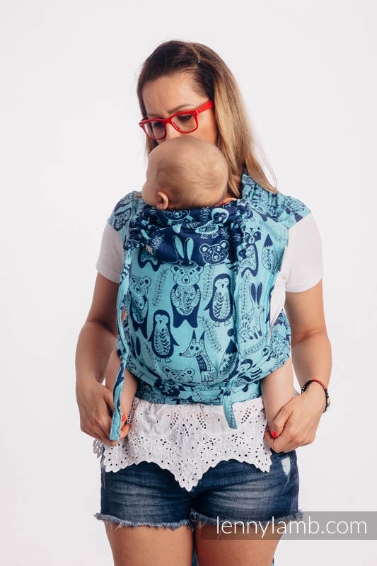 WRAP-TAI Tragehilfe Mini mit Kapuze/ Jacquardwebung / 100% Baumwolle / PLAYGROUND - BLUE  #babywearing