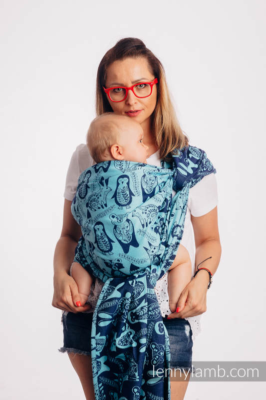 Baby Wrap, Jacquard Weave (100% cotton) - PLAYGROUND - BLUE - size L #babywearing