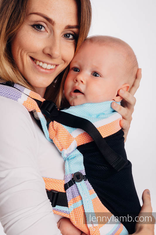 Porte-bébé en maille LennyUpGrade, taille standard, tissage herringbone (75% coton, 25% polyester) - LITTLE HERRINGBONE MANDARIN HEAVEN #babywearing