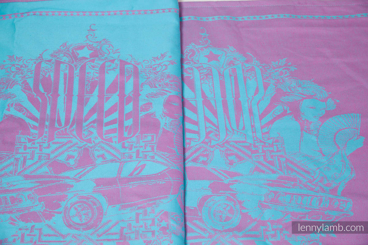 Żakardowa chusta do noszenia dzieci, bawełna - Speed Turkus z Różem - rozmiar M #babywearing